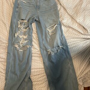 American Eagle Outfitters Ripped Light Blue Boyfriend Jeans